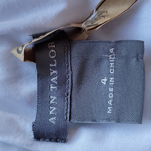 Ann Taylor Split Jewel Neck A-Line Dress White Linen Size 4 - Picture 14 of 16